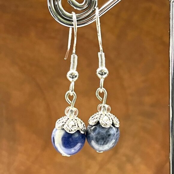 Sodalite Drop Earrings | Handcrafted with Sterling Silver - Picture 5 of 6